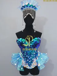 Original Design New Mermaid Fish Scale Performance Dress Gogo Singer Dance Costume