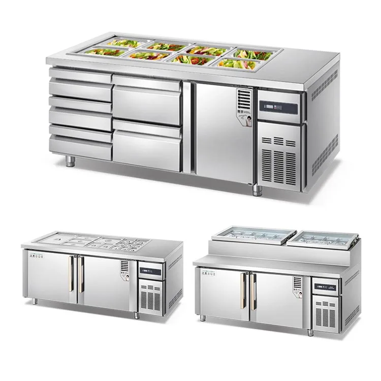 

Commercial Slotted Salad Bar Refrigerator Under Counter Freezer Table Top Salad Bar Buffet Display Refrigerator