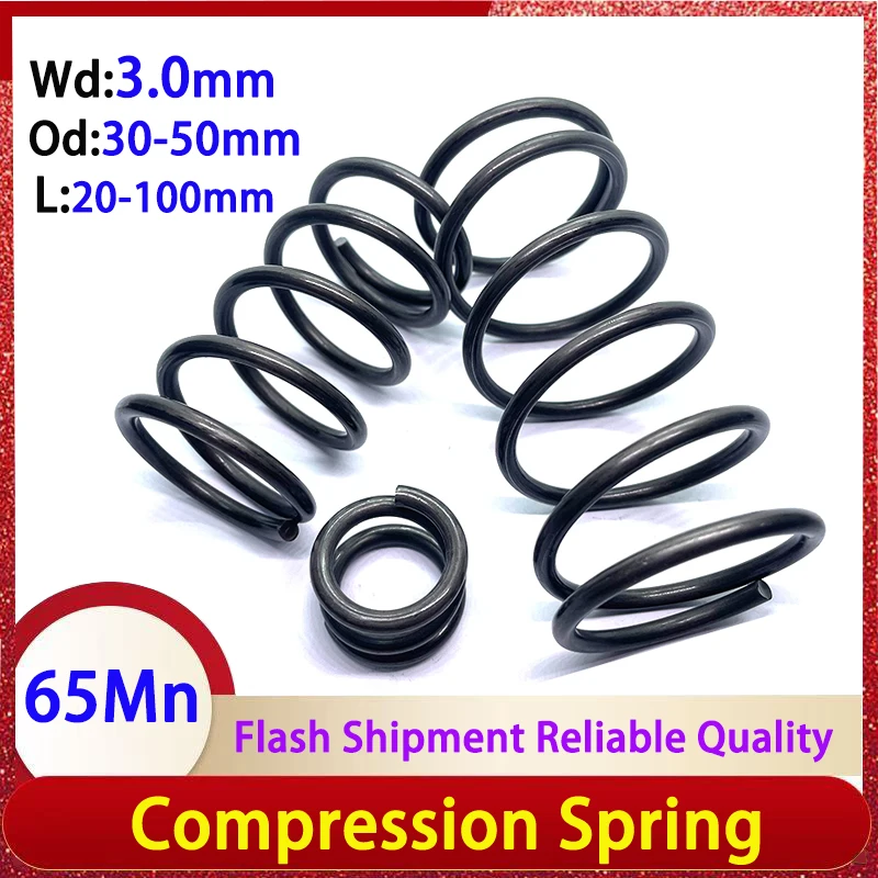 

65Mn Wire diameter 3.0mm Strong Spring Steel Compression Spring Shock Absorber Spring Pressure Return Spring OD:30-50mm
