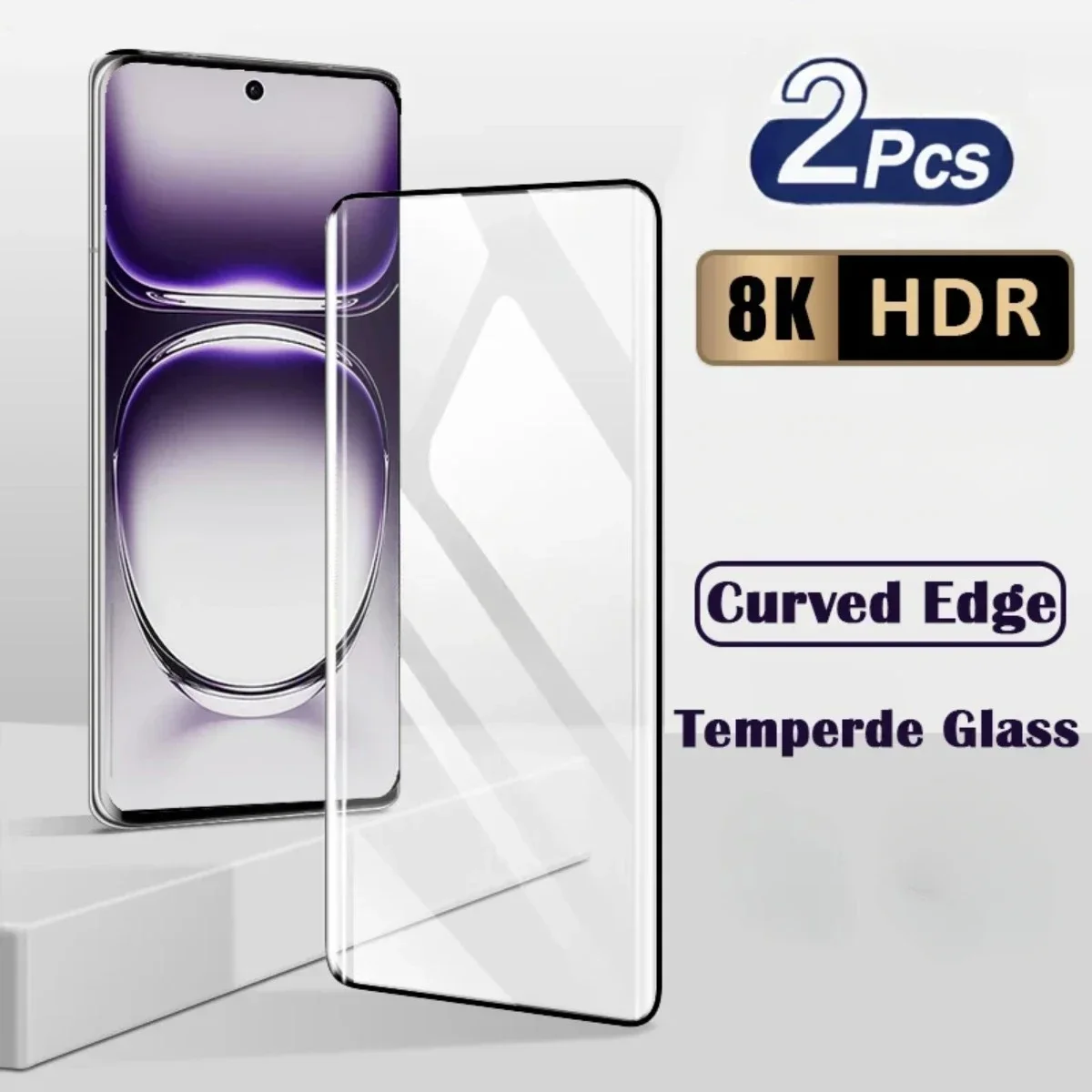 3D Curved Tempered Glass For Oppo Reno 12 11 10 9 8T 5G Screen Protectors For Oppo A1 A2 F27 Pro Plus Full Glue Protective Film