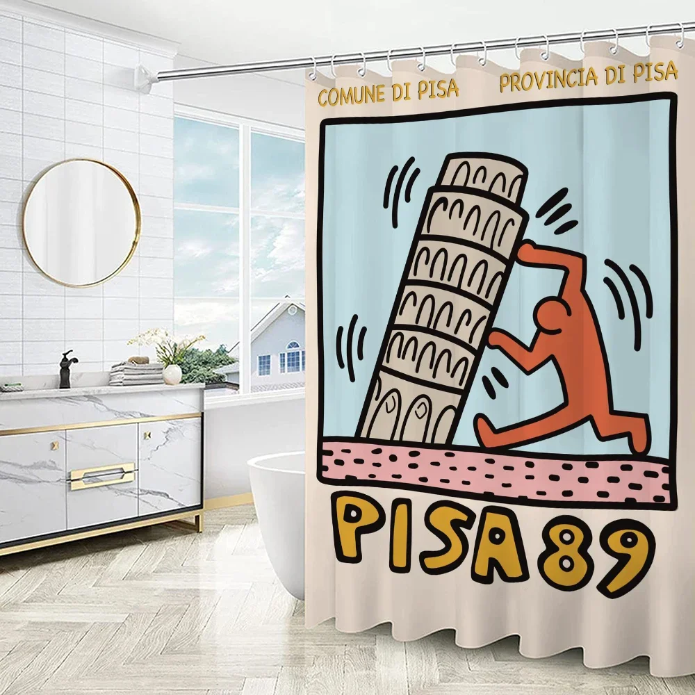 Keith Haring - Bathroom Shower Curtain Folding Divider Accessory Bedroom with Room Waterproof Window Curtain