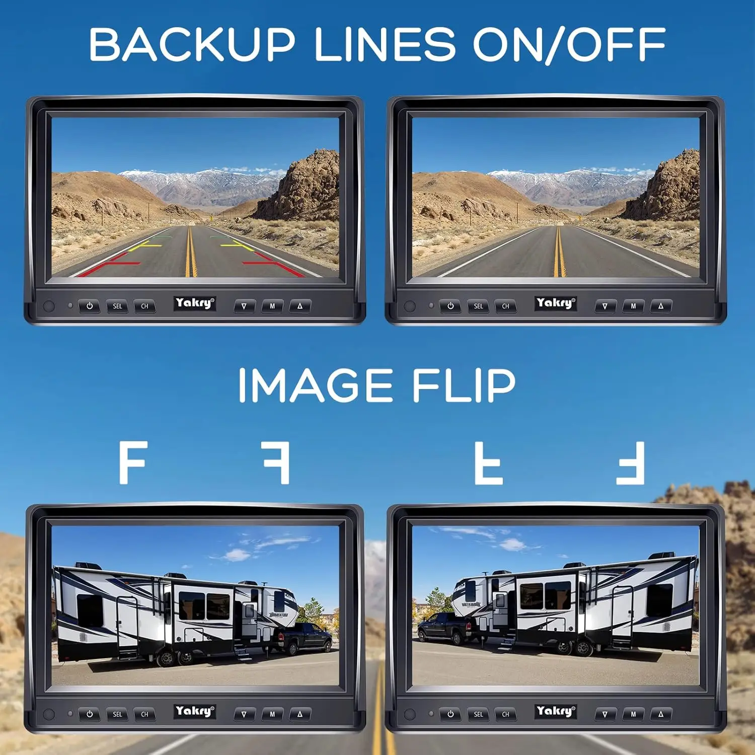 Câmera de Ré HD de 7 Polegadas com Visão Noturna, Plug and Play, à Prova d'Água para Caminhões e Trailers