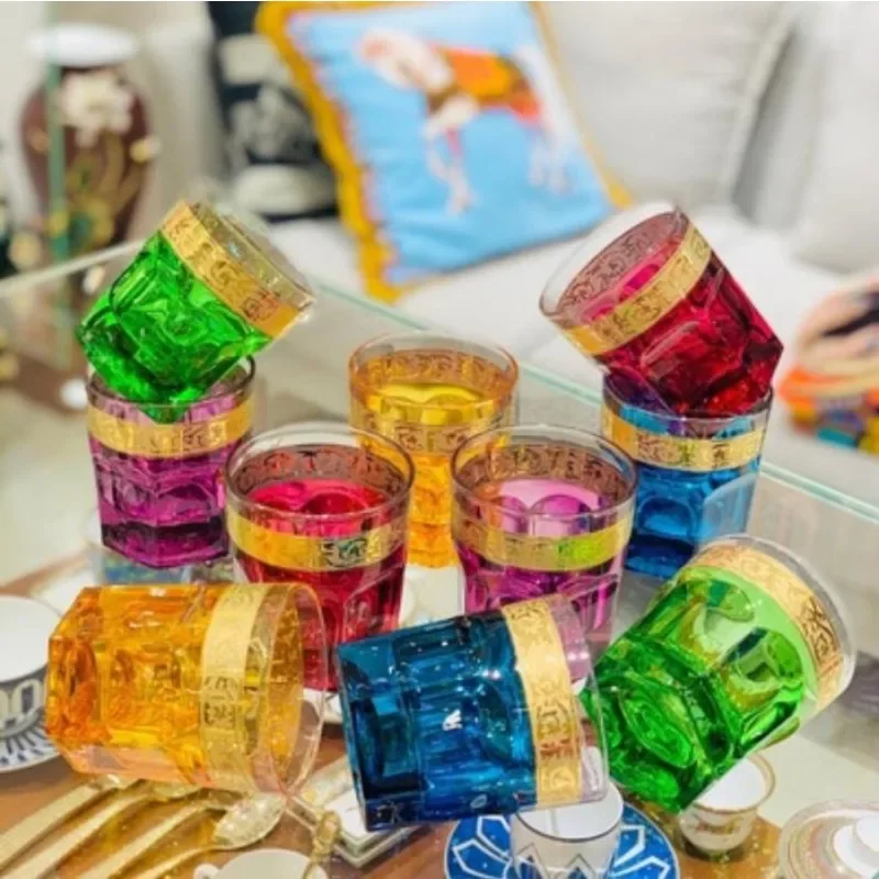 Czech imported colored crystal glass, whiskey and foreign wine glasses