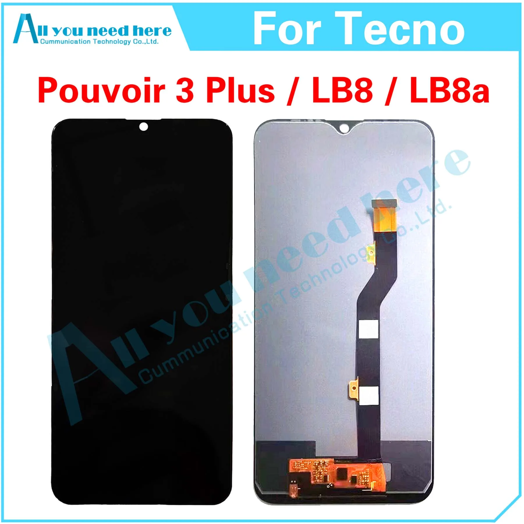 مجموعة محول رقمي بشاشة LCD تعمل باللمس ، قطع غيار ، استبدال لشاشة Tecno Pouvoir 3 Plus LB8 LB8a ، تم اختبارها