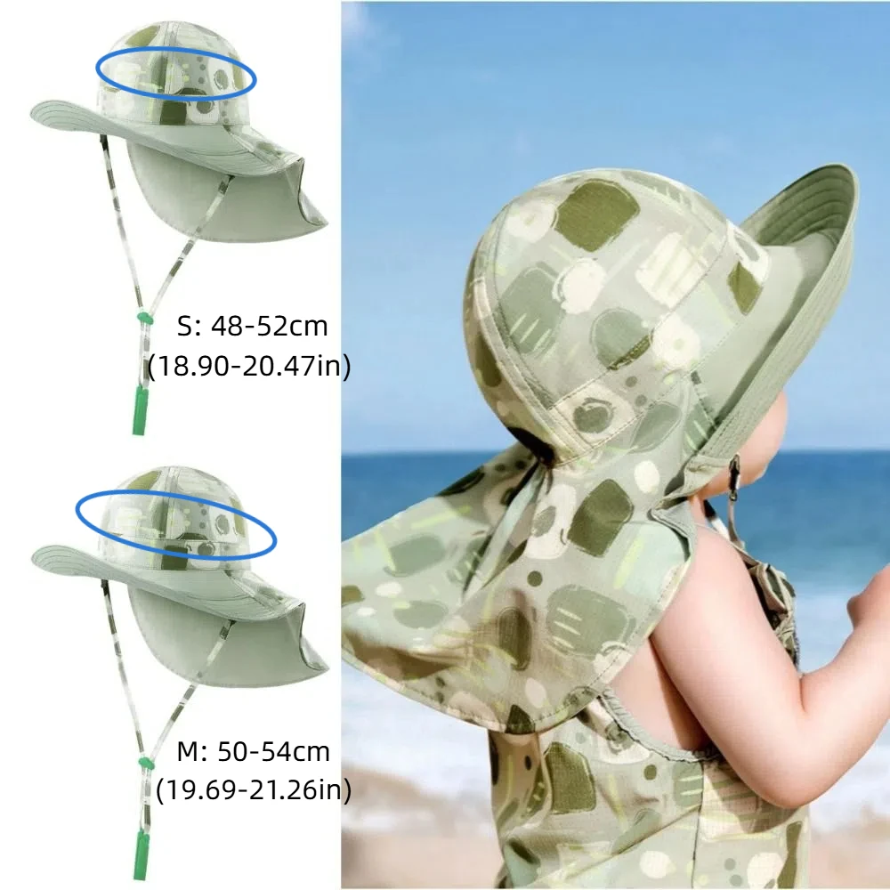 Cappello da Sole per Bambini Stile Coreano con Protezione per il Collo, Tesa Larga, UPF 50+, Pieghevole, per Spiaggia e Pesca