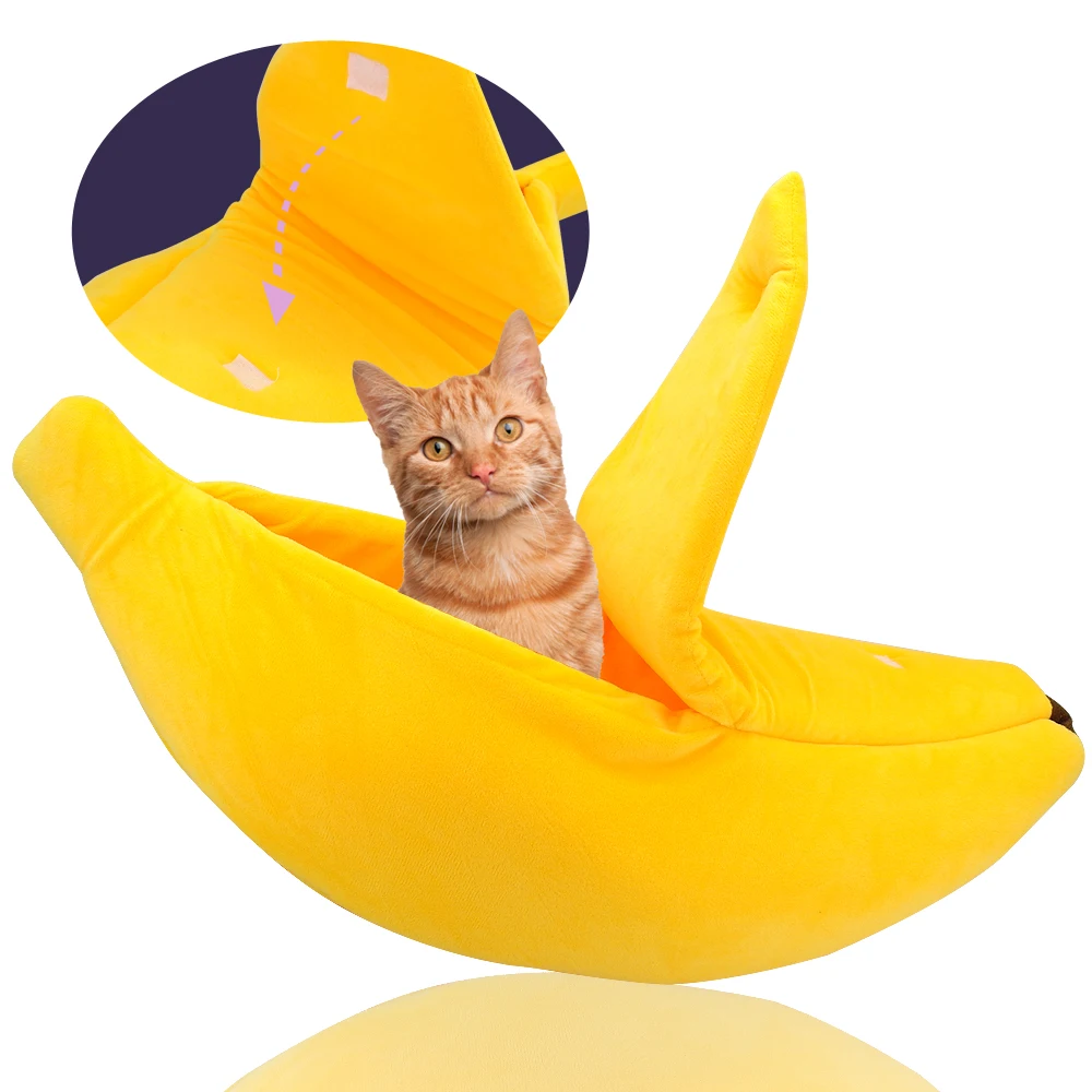 

Funny Banana Cat Bed House Warm Winter Puppy Cats Nest Kennel Cute Cozy Pet Beds Portable Durable Dog Cushion Mat Cat Supplies