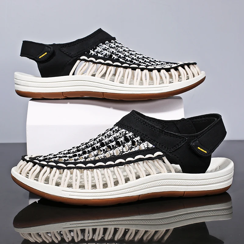 

New Men Sandals Comfort Slip On Outdoor Casual Shoes Hand-woven High Quality Walking Men's Shoes Breathable Beach Sandals