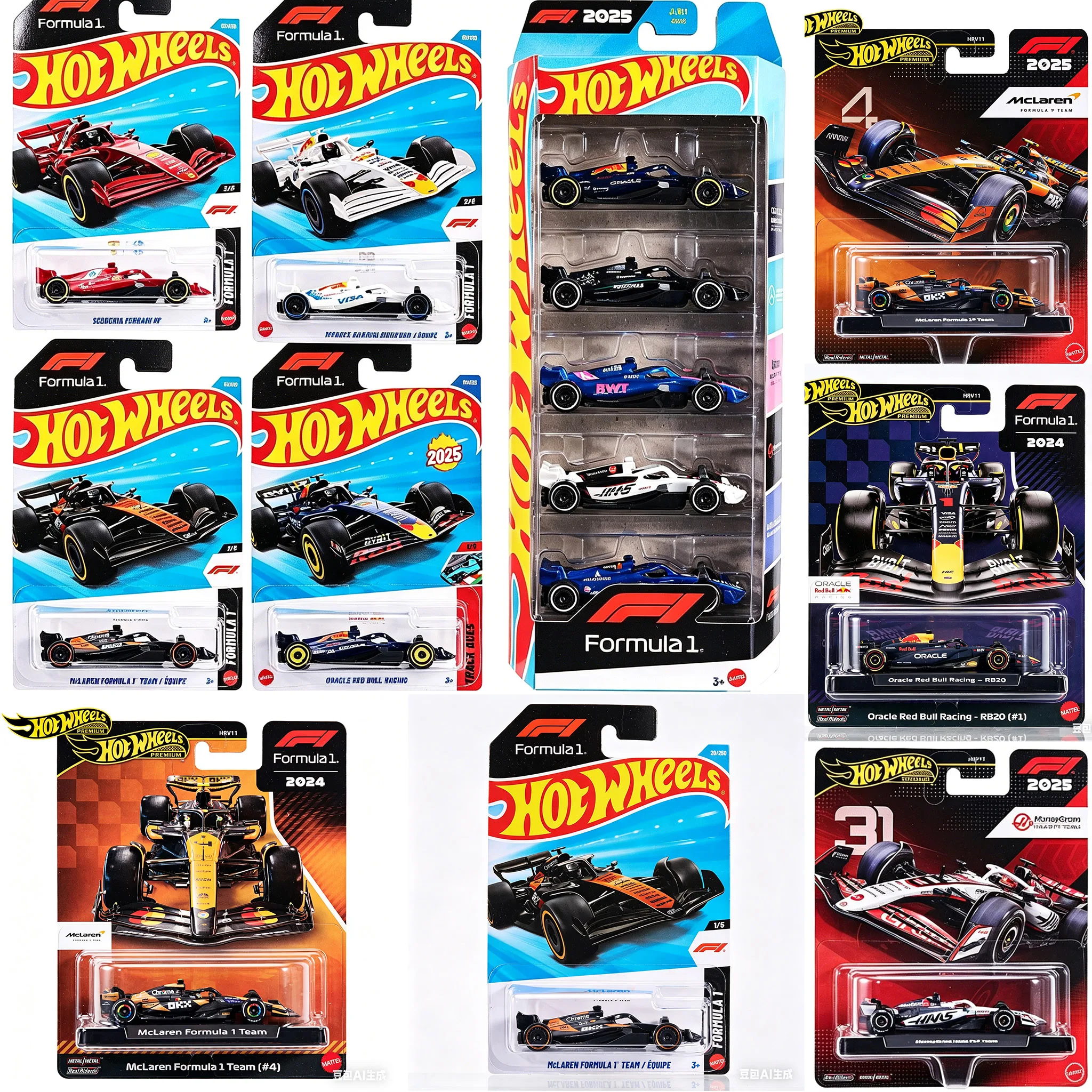 Hot Wheels Premium F1 HRV11 Serie Fórmula 1, Auto de Carreras de Aleación Fundida a Presión, Decoración, Colección, Juguetes, Regalo