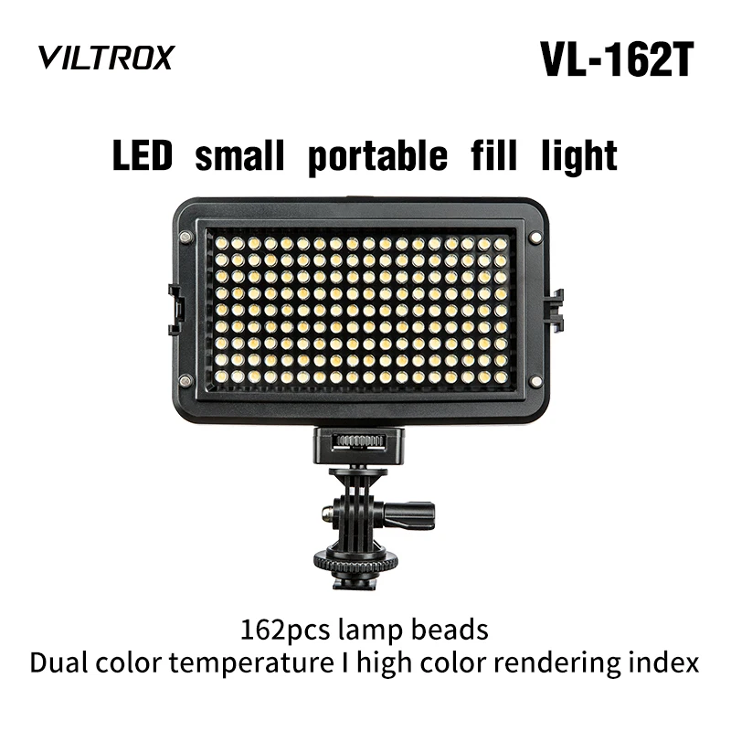 Viltrox VL-162T 3300-5600K LED Fill Light CR95+ Bi-Color Dimmable Lighting Live Food Shooting for Canon Nikon Sony DSLR Camera