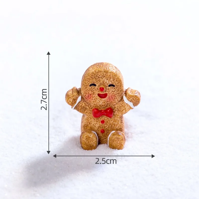 Cute Xmas Gingerbread Man Mini Figurines DIY Craft Accessories Lovely Decor for Micro‑landscape and Terrarium Scene Building