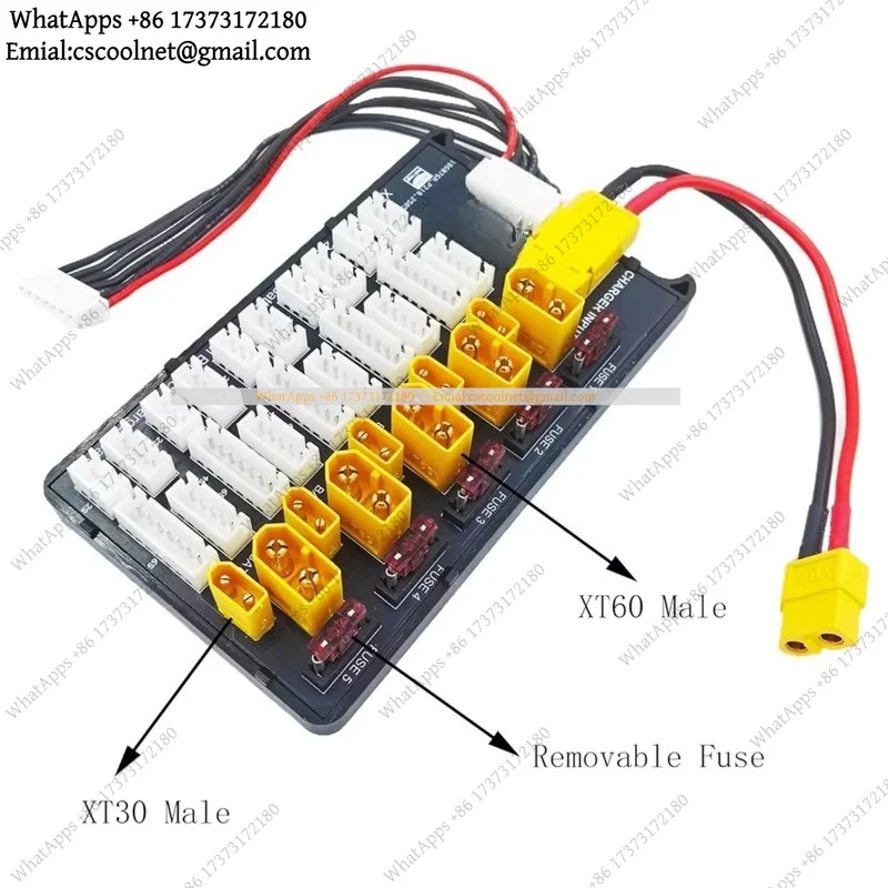 XT60 XT30 RC Lipo Battery Parallel Charging Board 5 Packs 2S-6S Lipo Batteries With Safety Fuses
