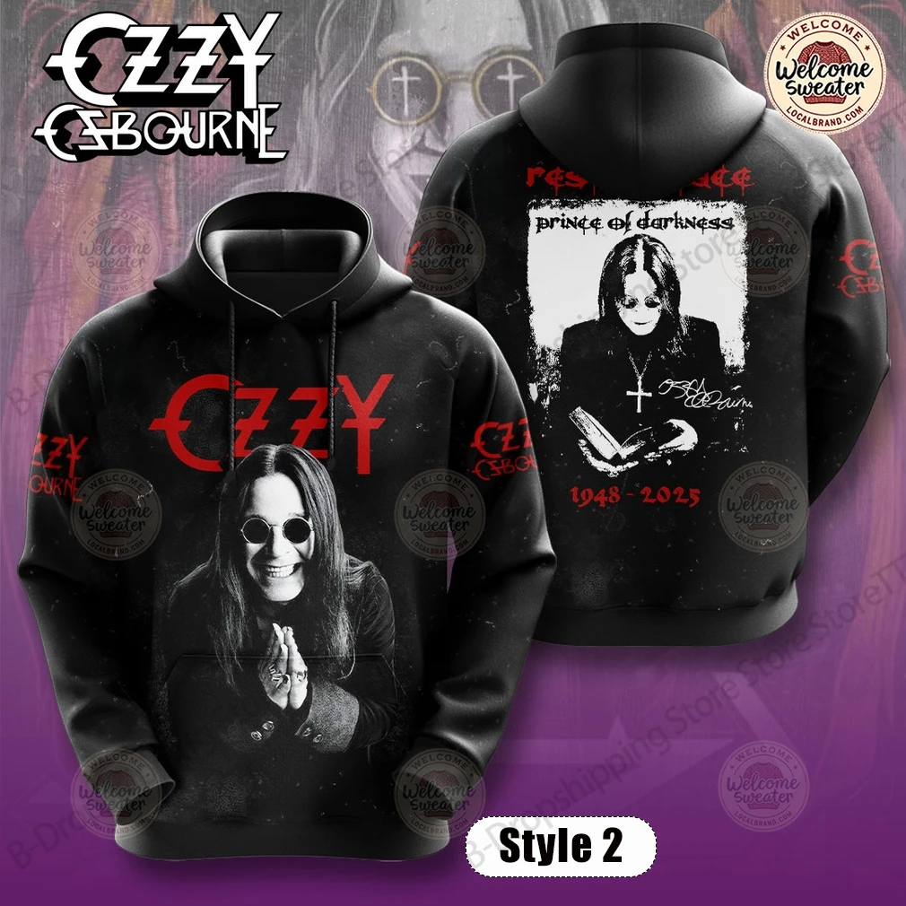 خمر Ozzy Osbourne الفرقة ثلاثية الأبعاد طباعة هوديي الرجال النساء موضة عادية هوديس البلوز روك تنفس رياضية ملابس للرجال