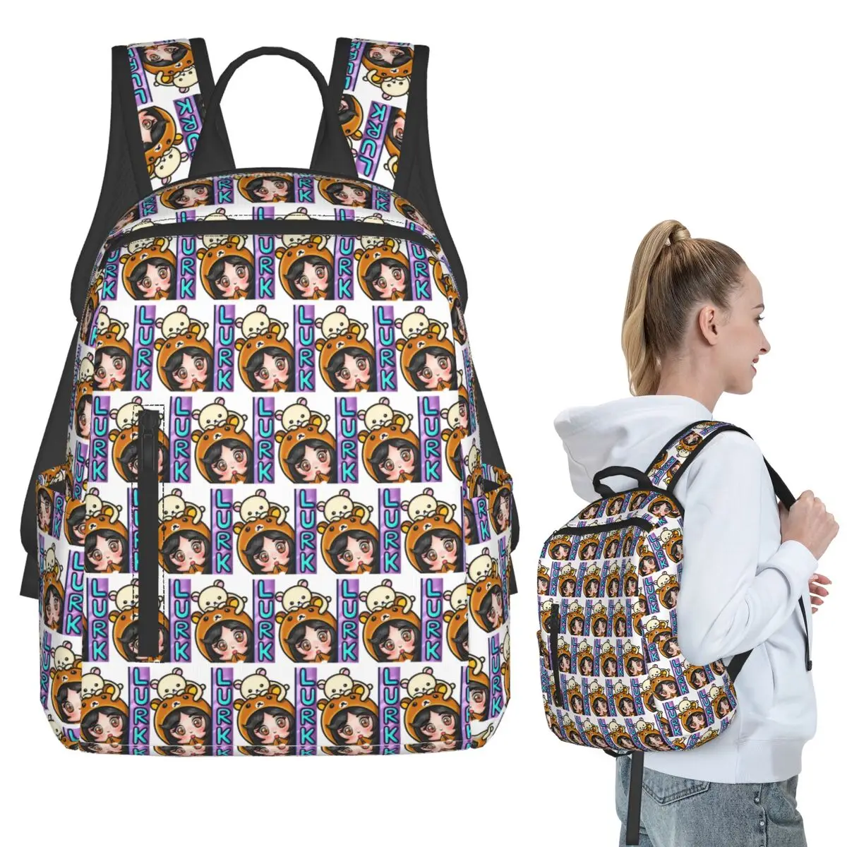 

Bears Lurk Emote Backpack Student BookBag Children School Bag Computer Shoulder Bags Men Women