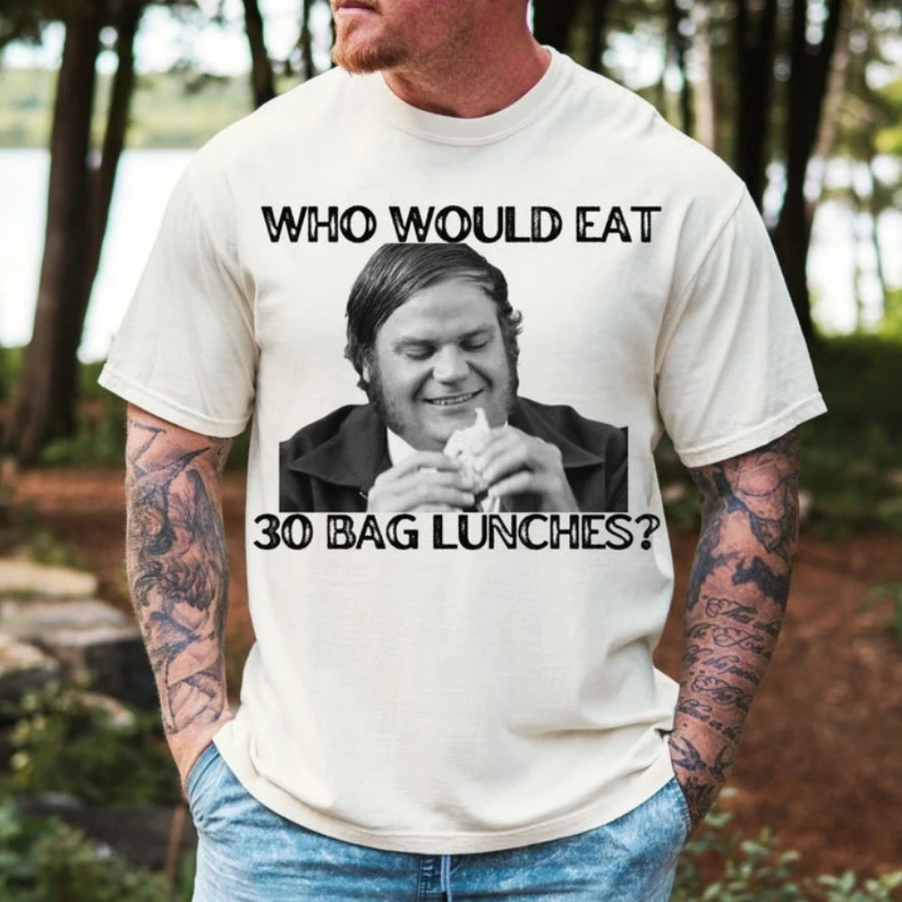 من سيفعل أكل حقيبة غداء 30؟ كريس فارلي التي شيرت قمصان مضحكة للرجال بيلي ماديسون فيلم إقتباس قميص الشارع قمم الموضة