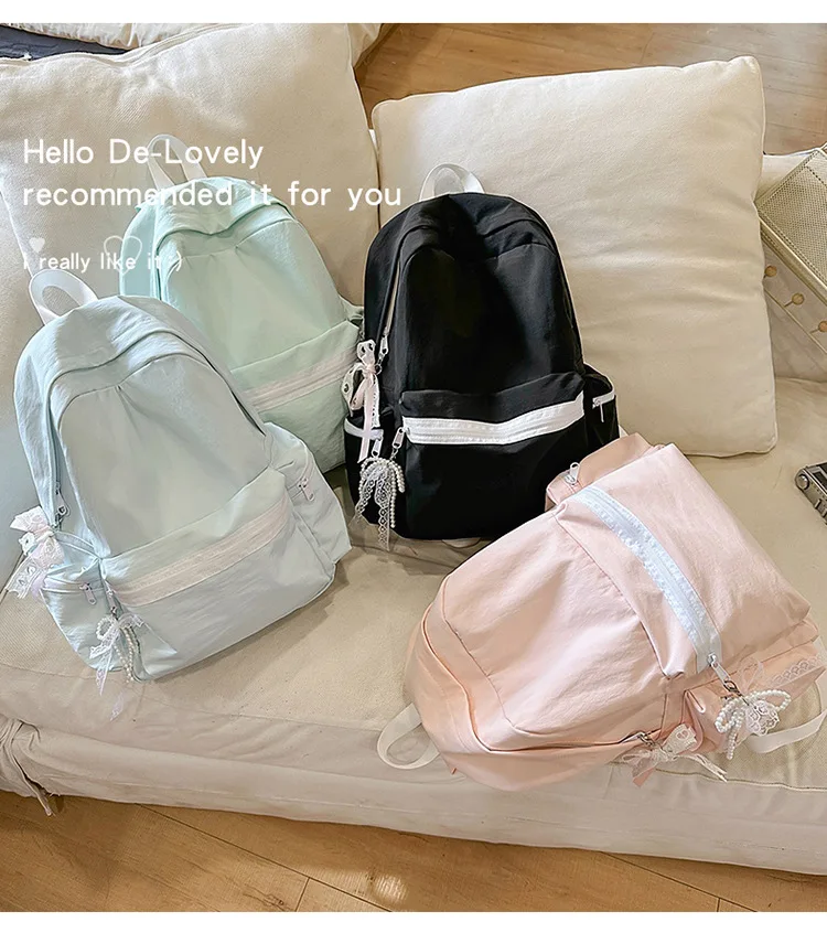 New Japanese Solid Color Large Capacity Backpack For High School And College Students 14 Inch Computer Bag, Versatile Backpack