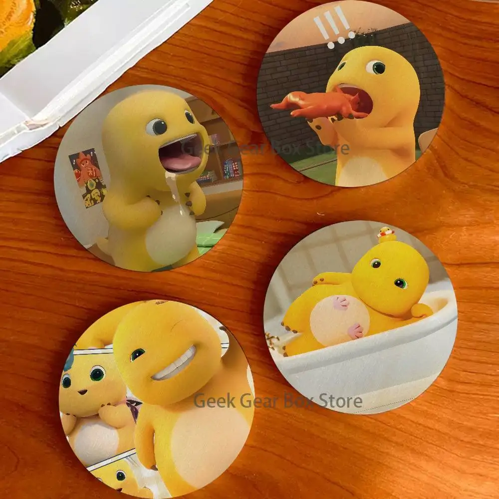 

Cute N-Nailong 2D Pattern round Wooden Coaster Decorative Coffee Cup for Use in Coffee Shops Bars Wine Beer