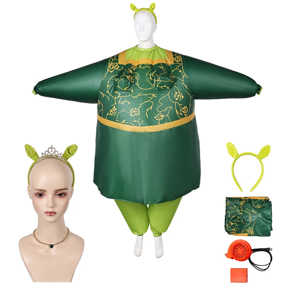 Cartoon Princess Fiona Cosplay Adult Inflatable Clothing Suit Costume Headband Men Women Halloween Fantasy Disguise Outfits