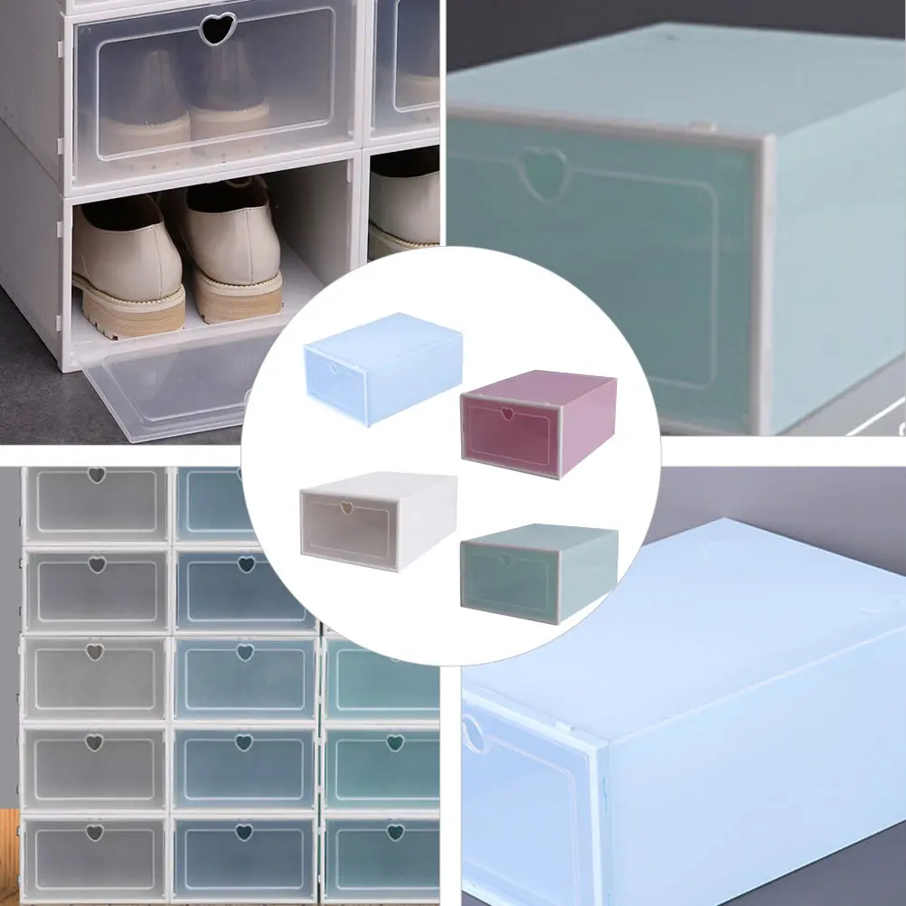 

Plastic Shoe Box Stackable Shoes Container Storage Clear Organizer Bins Transparent Dustproof Containers