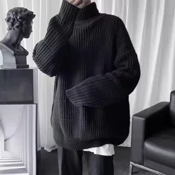 Turtleneck Knitwear Autumnr and Winter High Collar Loose Fit Knitted Sweaters for Men Casual Aesthetic Cheap Top Pullover Man