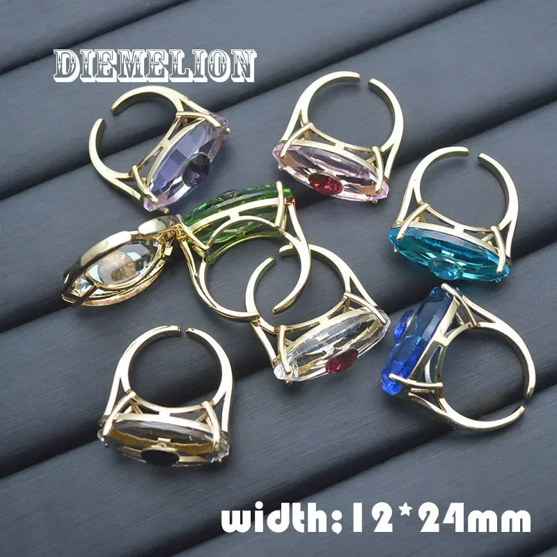 

5Pcs Fashion Multi Color Rhinestone Turkish Evil Eye Open Ring Gold Plated Colorful Crystal Ring for Women Girls Men Jewelry