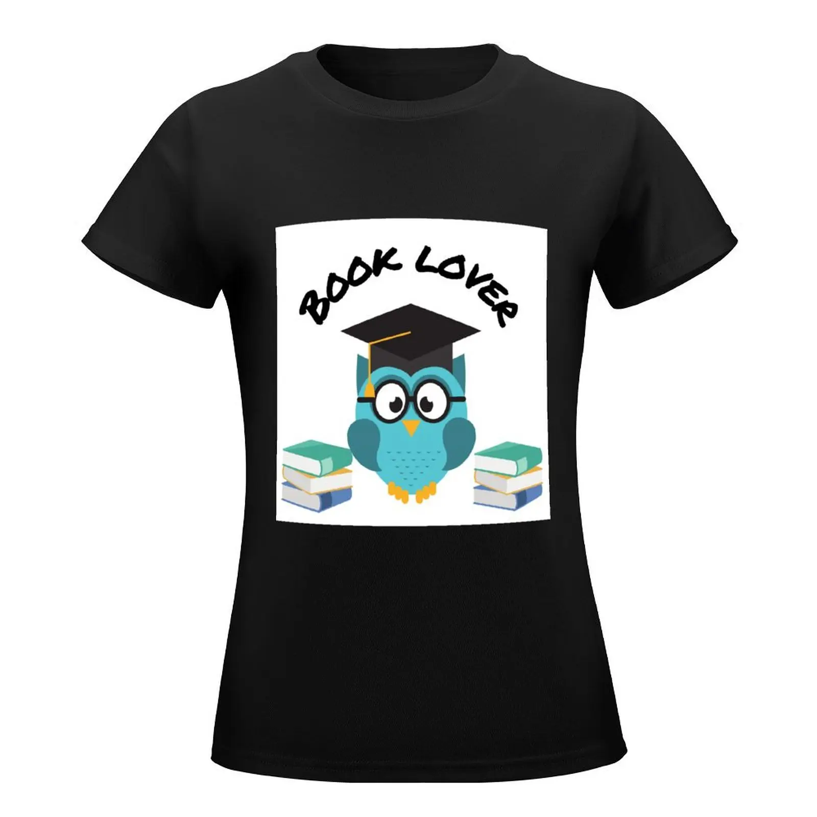 Owl Book Lover on White Background T-Shirt tops new edition Womens graphic t shirts