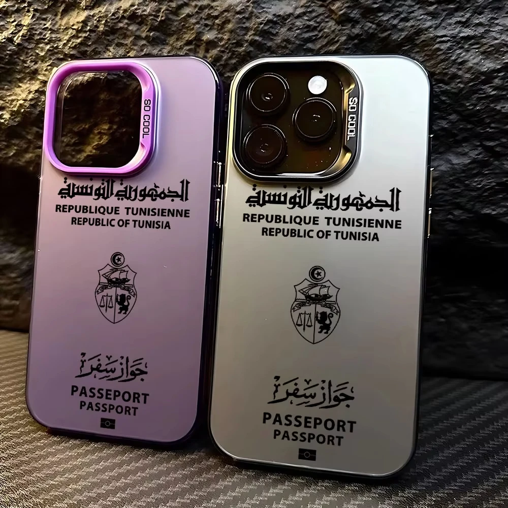 تونس جواز السفر جراب هاتف آيفون 17 الهواء 16 15 14 13 12 11 برو ماكس XS XR 15Plus 16E 17Pro كاندي ماتي للصدمات الغطاء الخلفي #1