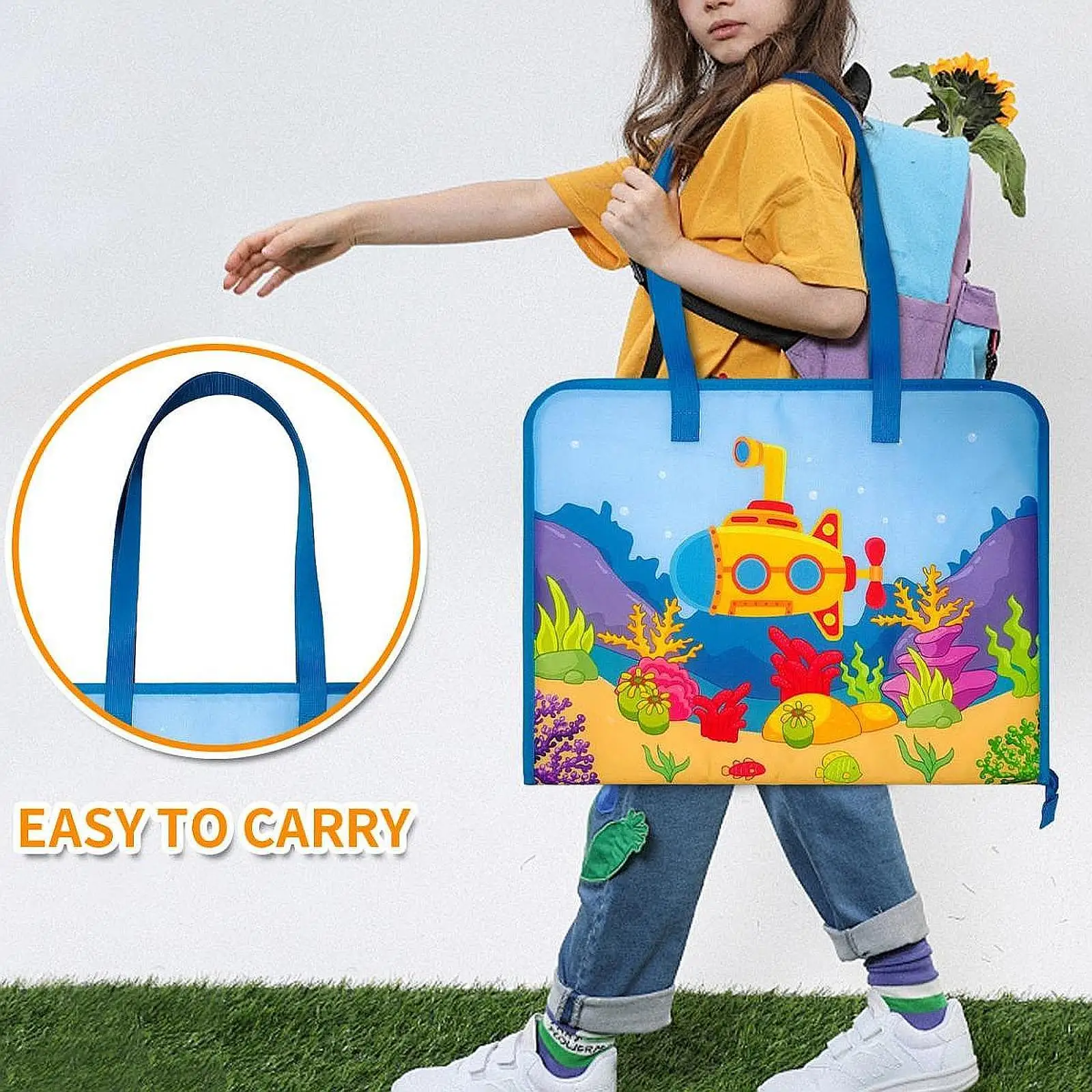 

Artwork Storage Bag Child with Handles Unique Multi Layered Artwork Tote Bag