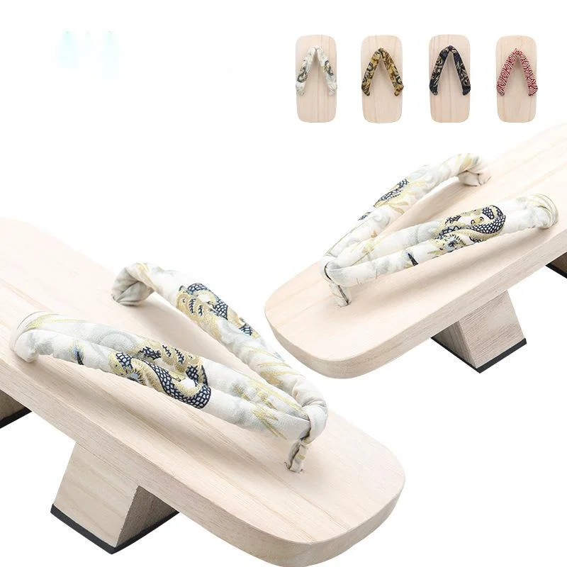 

Exhibition COS Shoes Japanese 2 Toothed Wooden Clogs Men Women White Wooden Style Wooden Slippers Summer Color Landless Series