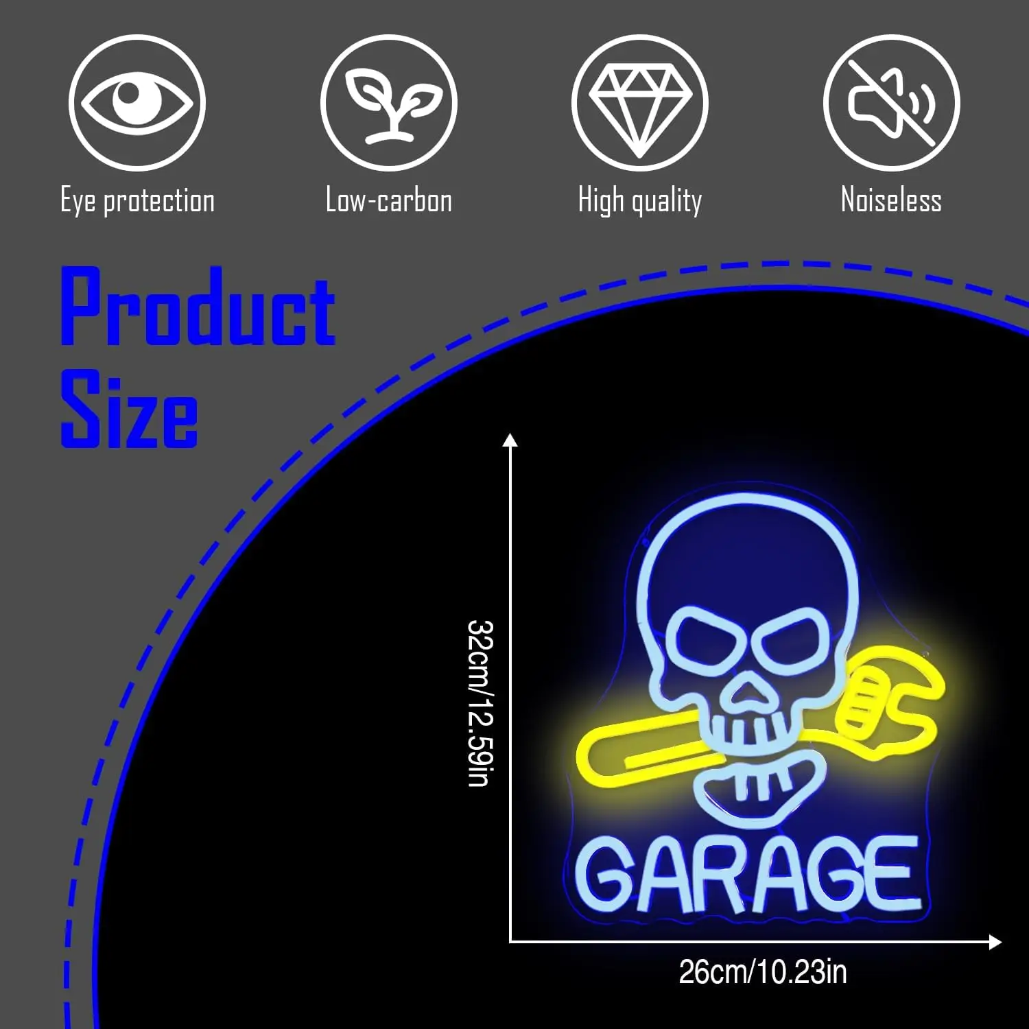 Skull Garage Neon Sign Led Neon Light per Wall Decor Man Cave Garage Decor Auto Room Repair Workshop Car Service Automotive Gift