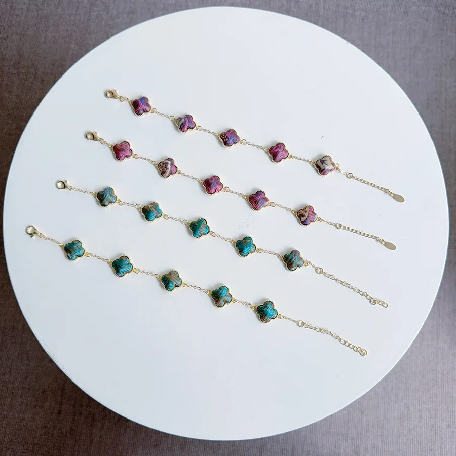 Xiangyun Sha – Bracelet porte-bonheur trèfle à quatre feuilles pour femmes, 100% soie, réglable, Bijoux de luxe pour filles, cadeaux