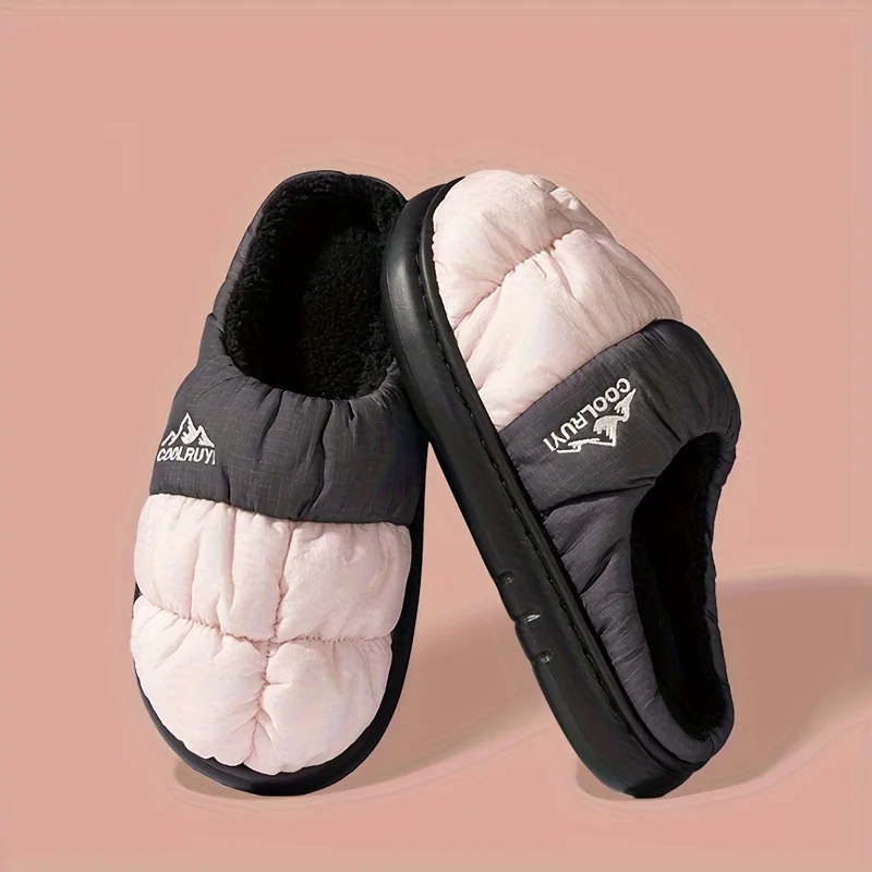 مقاوم للماء أسفل القماش نعال من القطن شتاء دافئ اصطف داخلي المنزل عدم الانزلاق نعل سميك نعال من القطن للرجال