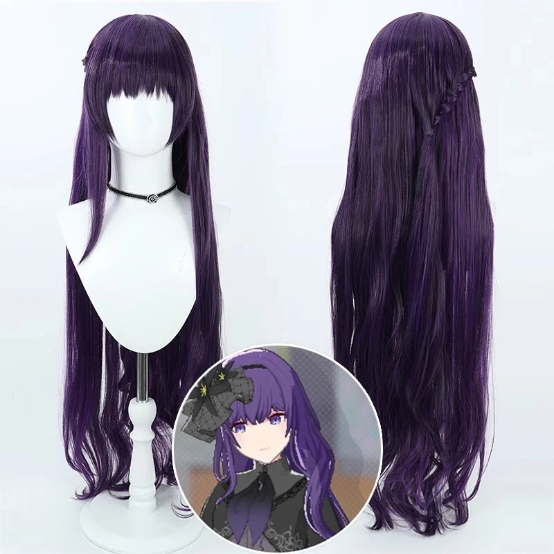 Women Purple Long Wig Project Sekai Colorful Stage!25 o'clock Nightcord Asahina Mafuyu Cosplay Headwear Halloween Cos Headgear