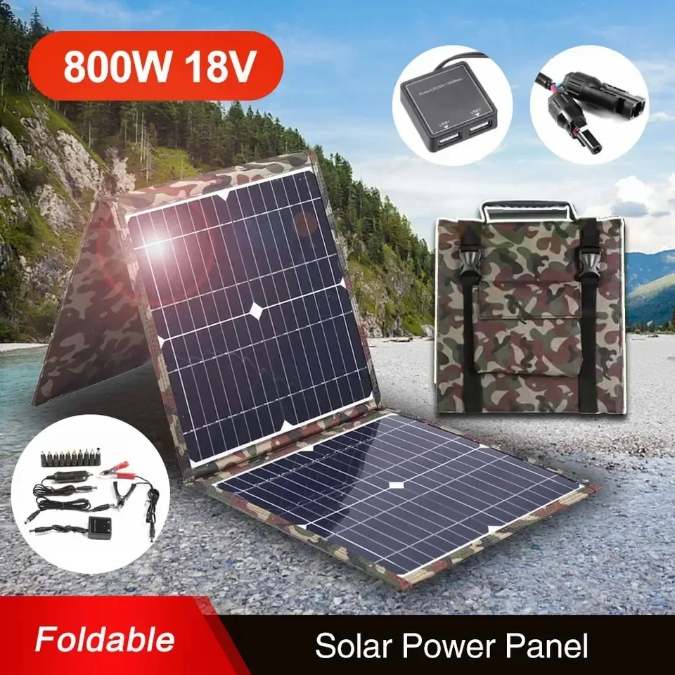 

800W Solar Panel Kit Complete Camping Foldable Solar Power Station MPPT Portable Generator Charger 18V for Car Boat Caravan Camp