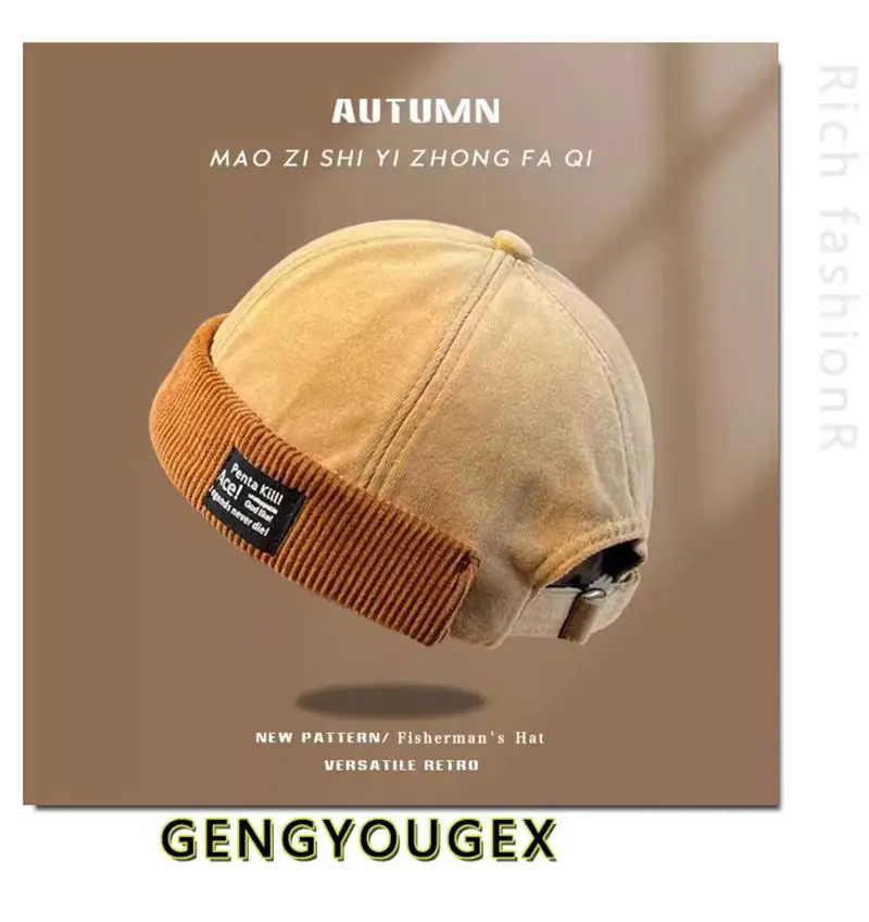 Y2K Vintage Beanie Mütze ohne Visier Docker Brimless Hüte Retro Dome Cord für Männer Frauen Hip Hop Streetwear Winter Herbst Cap – Detail 14