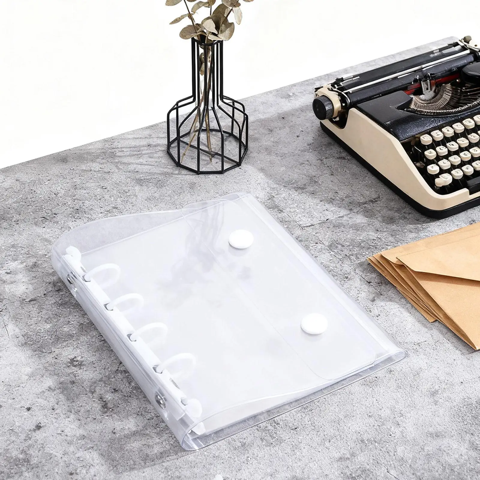 

Binder Notebook Covers 5 Rings Closure Loose Leaf Folder with Binder Inner Paper Round Ring Binder Cover Clear for Anniversary