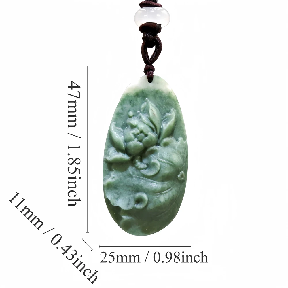 

Natural Real Jade Lotus Flower Pendant Necklace Vintage Gemstones Amulet Gifts for Women Men Chinese Carved Jewelry Talismans