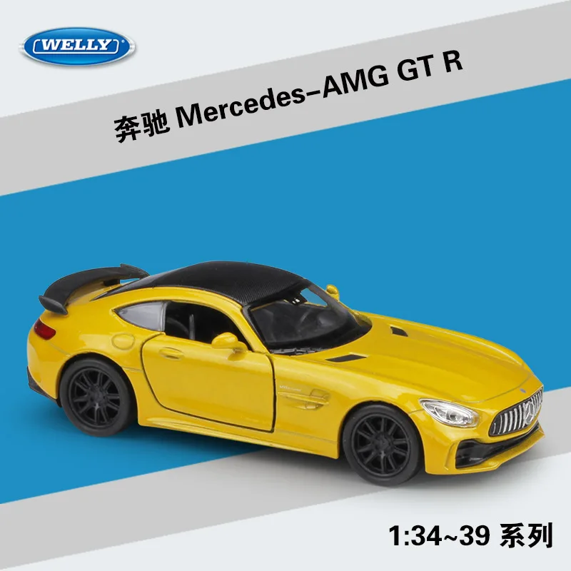 Mercedes-Benz AMG GT R simulation alloy car model WELLY1:36 resilience multi-door car toy collection model ornaments gifts