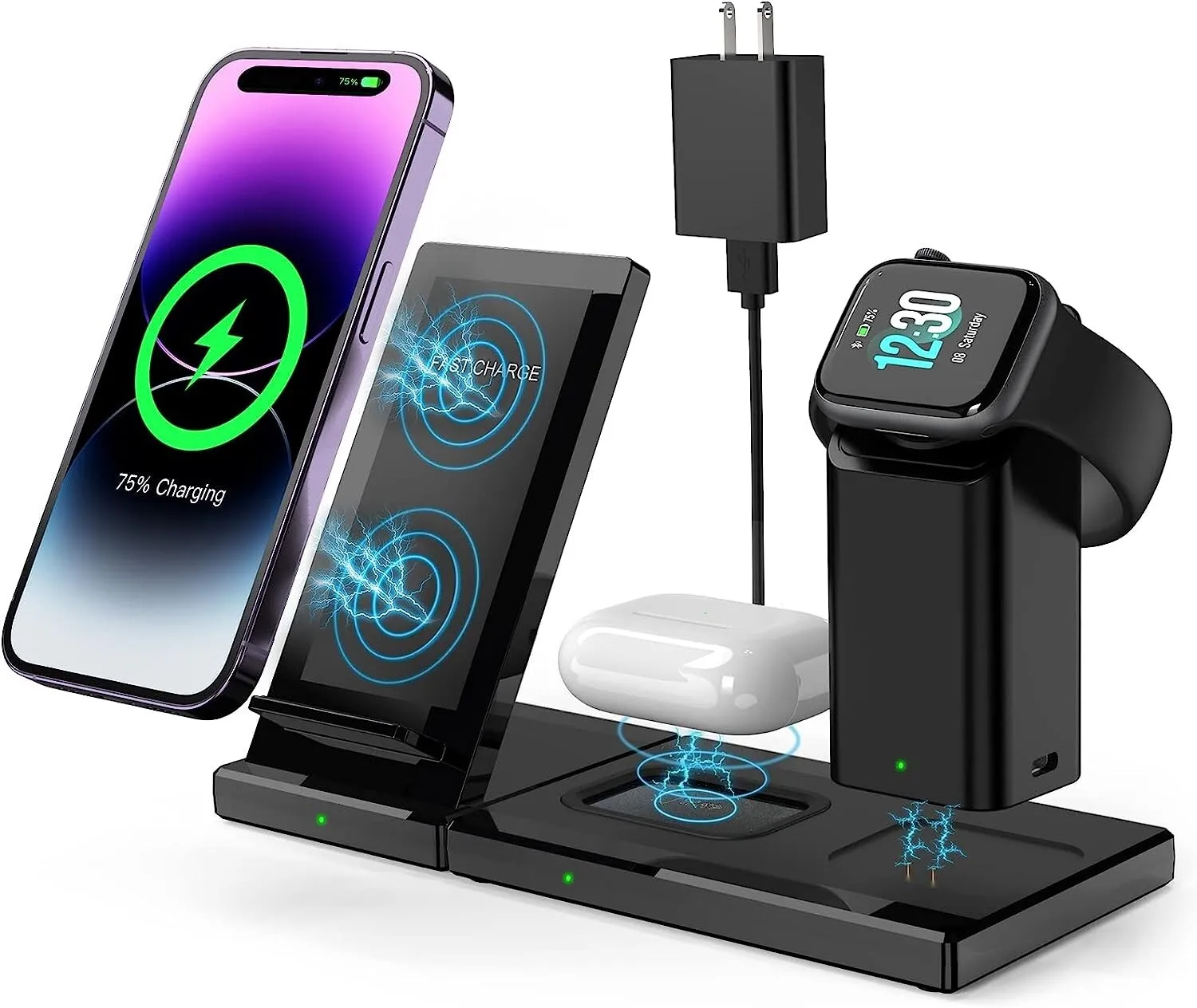 

Wireless Charger Charging Station 3In1 For Apple Watch Air Pods iPhone 14 13 12