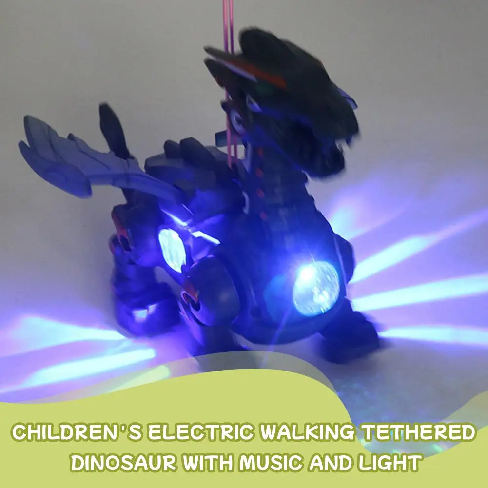 Mechanical Dinosaur Toy Electric Walking Robot Dragon Spray Mist LED Light Sound Roar Flapping Wings Kids Boys Birthday Gifts
