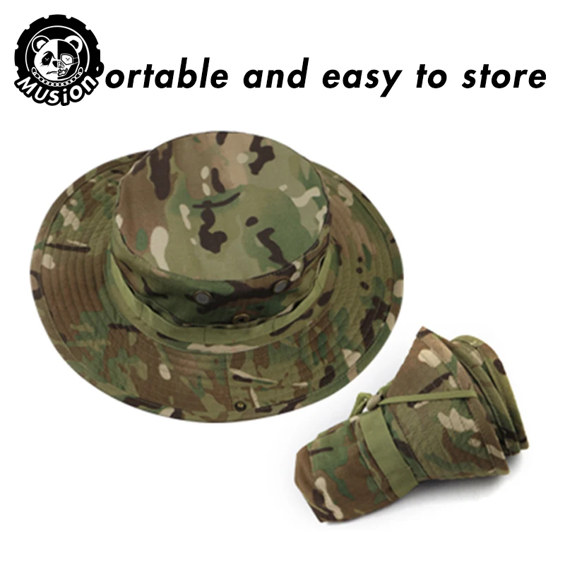 Musion Camouflage Wide Brimmed Hat Balaclava Set Men's Outdoor Sunshade Boonie Cap Fisherman Hat Fishing Sun Protection Hat
