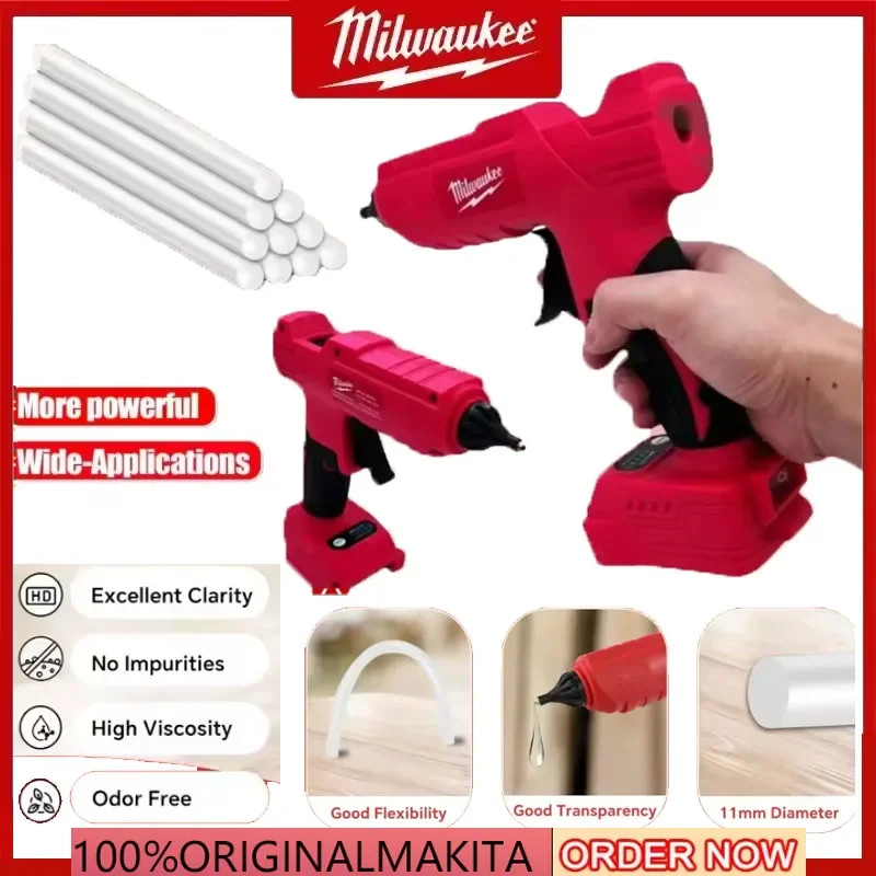 

Электрический пистолет для термоплавкого клея Milwaukee, литий-ионный аккумулятор 18 В, пистолет для термоплавкого клея «сделай сам», для украшения упаковки, батарея 18 В