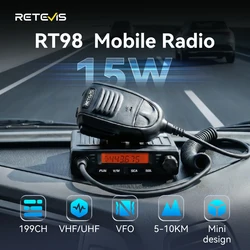 Stazione radio walkie-talkie per auto RETEVIS RT98 VHF (o UHF) 15W Autoradio mobile per auto Radio bidirezionale Ricetrasmettitore radioamatori Camionieri