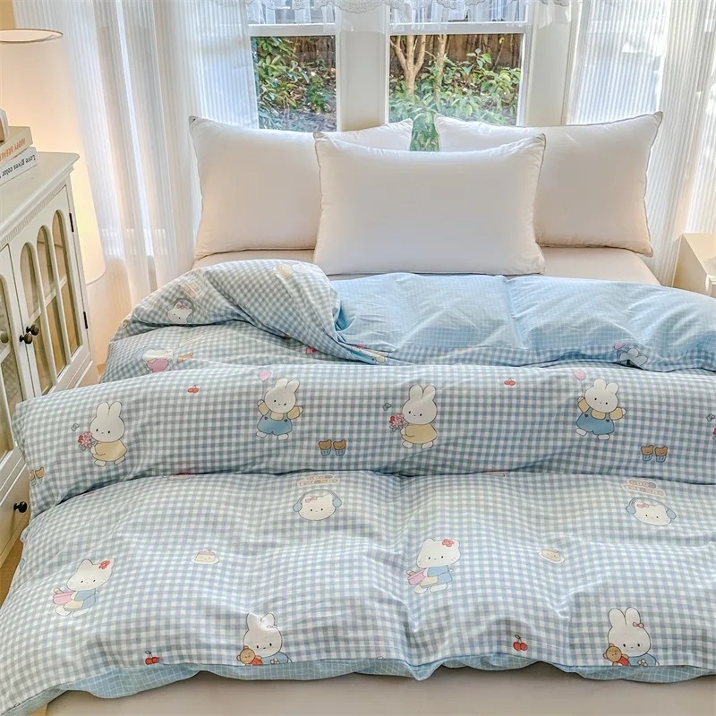 Children Duvet Cover  100% Cotton 220x240cm Adorable Cartoon Rabbit, Korean Style 2026 New Arrival (No fillers)