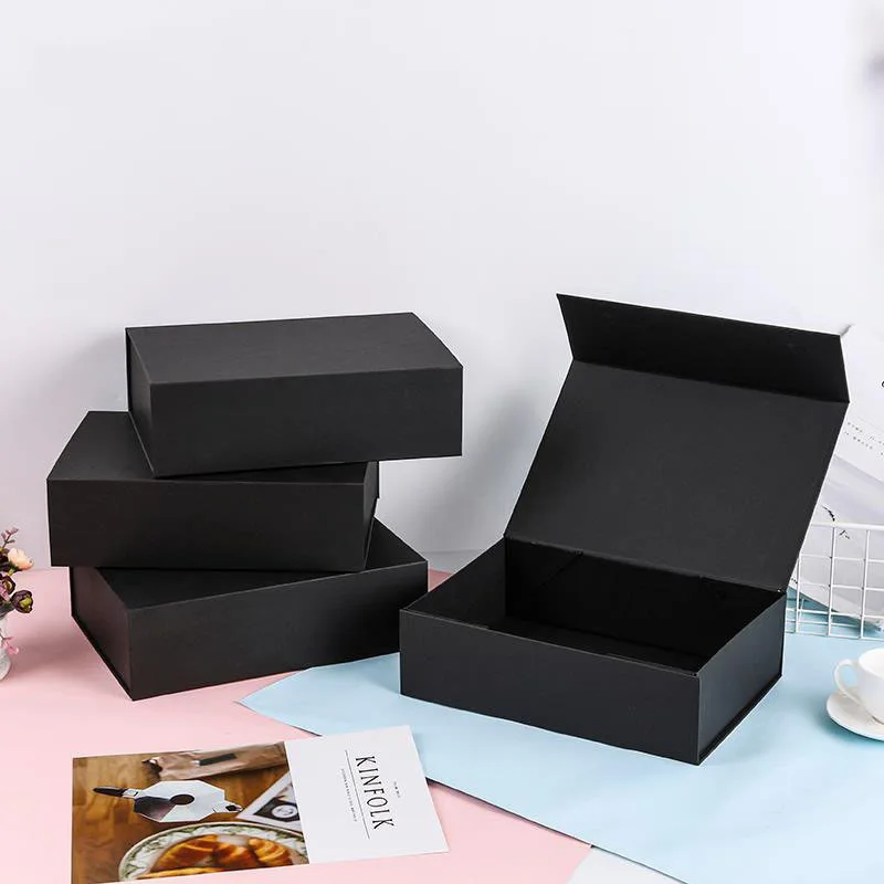4 pcs Black Magnetic Closure Present Box Bridesmaid Proposal Collapsible Packaging Foldable Gift Storage Box For Wedding favor - Image 2