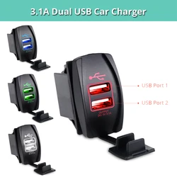 12V / 24V 3.1A Dual USB Car Charger New Universal 2 Port Mini Charger Adapter For Car Motorcycle Electric Car ATV Boat