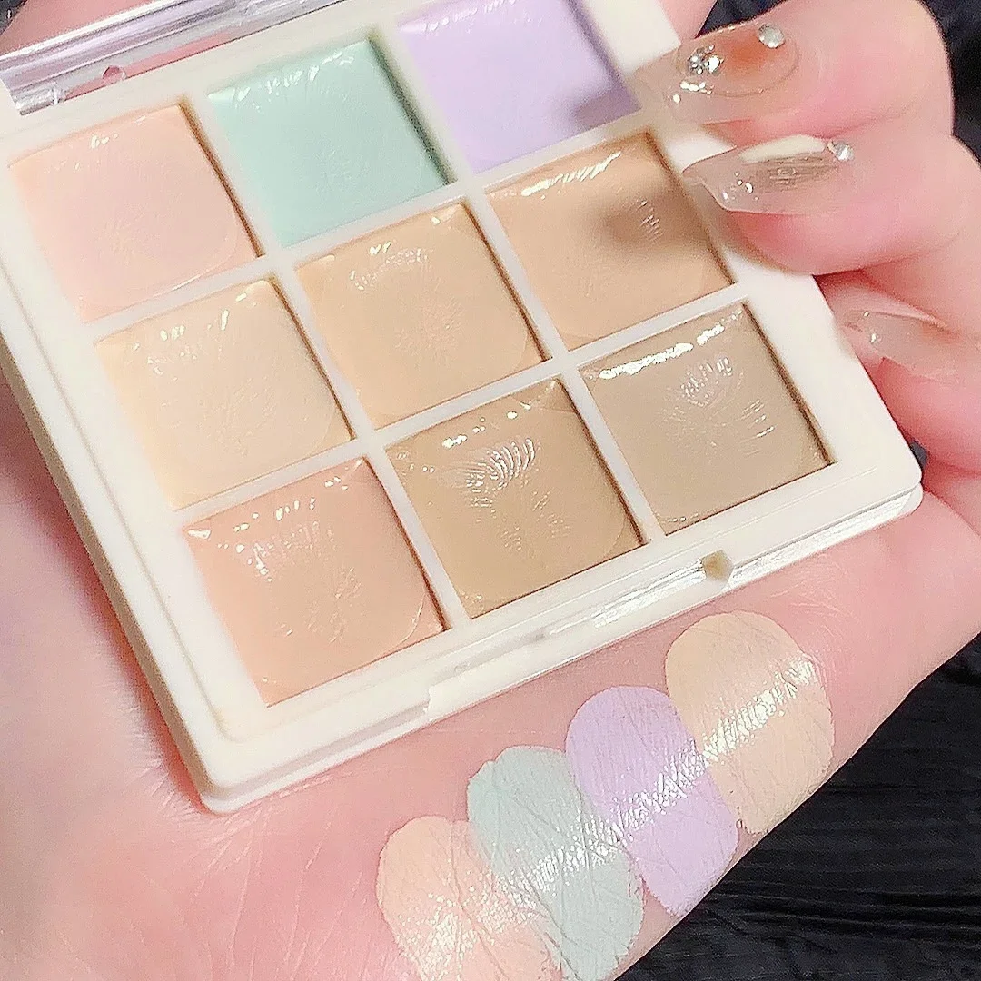 9-Color Flawless Concealer Palette - Waterproof, Sweatproof, Full Coverage - Corrects Spots, Acne, Dark Circles, Tear Grooves