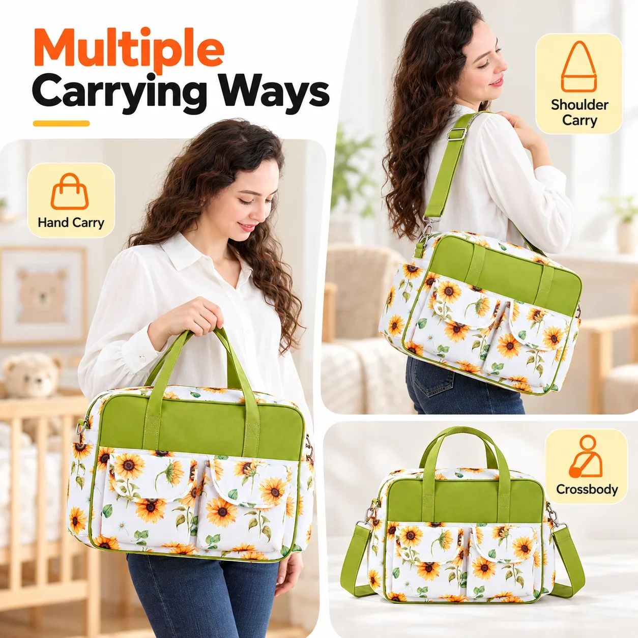 Large Capacity Mommy Diaper Bag, Water Resistant Maternity Hospital Travel Bag with Shoulder Strap Changing Pad