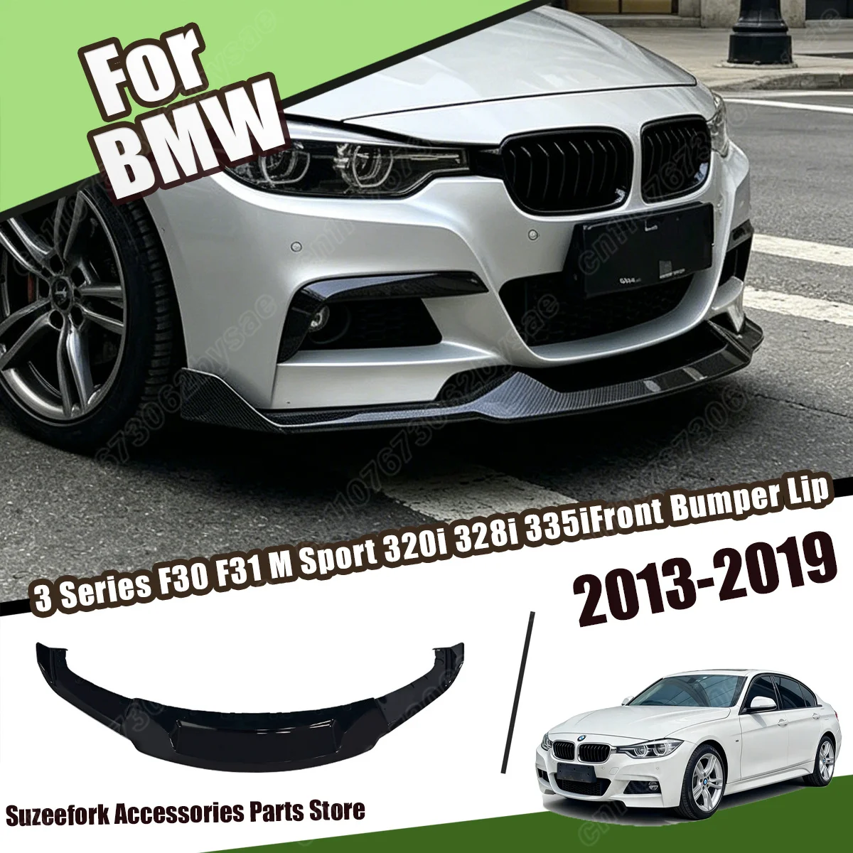 

For BMW 3 Series F30 F31 M Sport 320i 328i 335i 2013 2014 2015 2016 2017 2018 2019 Auto Front Bumper Lip Body Modification Kit