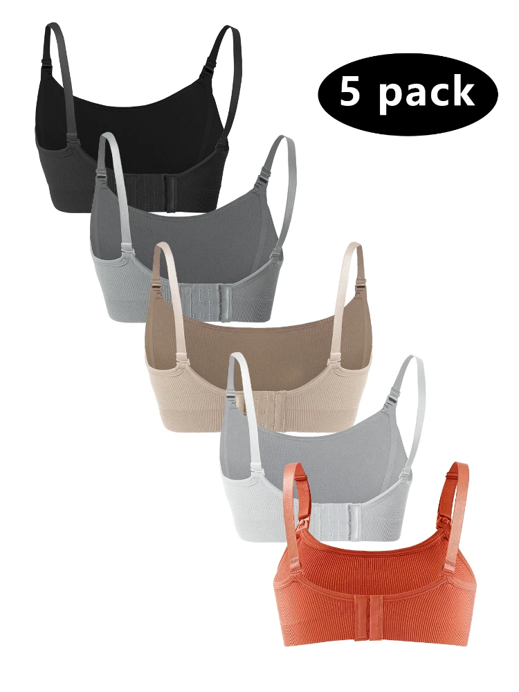 5 PCS Set Breathable Front Open Nursing Bra Maternity Underwear Pregnancy Bra Full Cup Wireless Comfortable Breastfeeding Bra