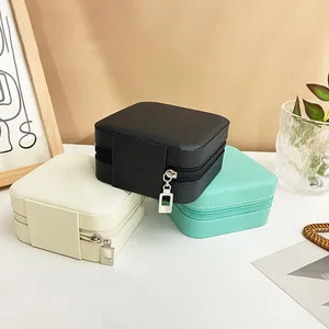 1 قطعة مصغرة أزياء عرض السفر سستة متعددة الوظائف مربع تخزين المجوهرات لقلادة سوار الأقراط خاتم التخزين المحمولة أفضل 6 علب مجوهرات صغيرة للمبيعات - رقم 3